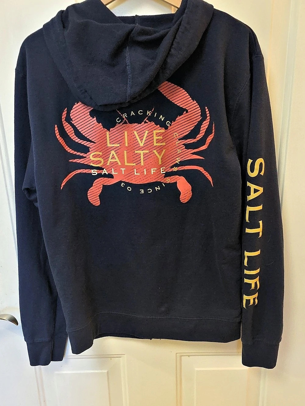 Salt Life Live Salty Cracking Claws Full Zip Hoodie Size Large